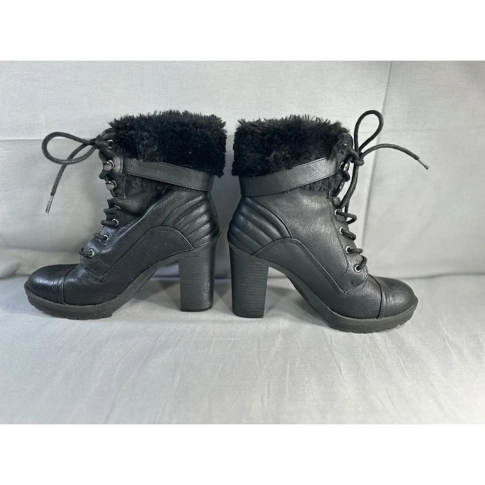 G by Guess Faux Fur‎ Trim Black Boots Women's 7M